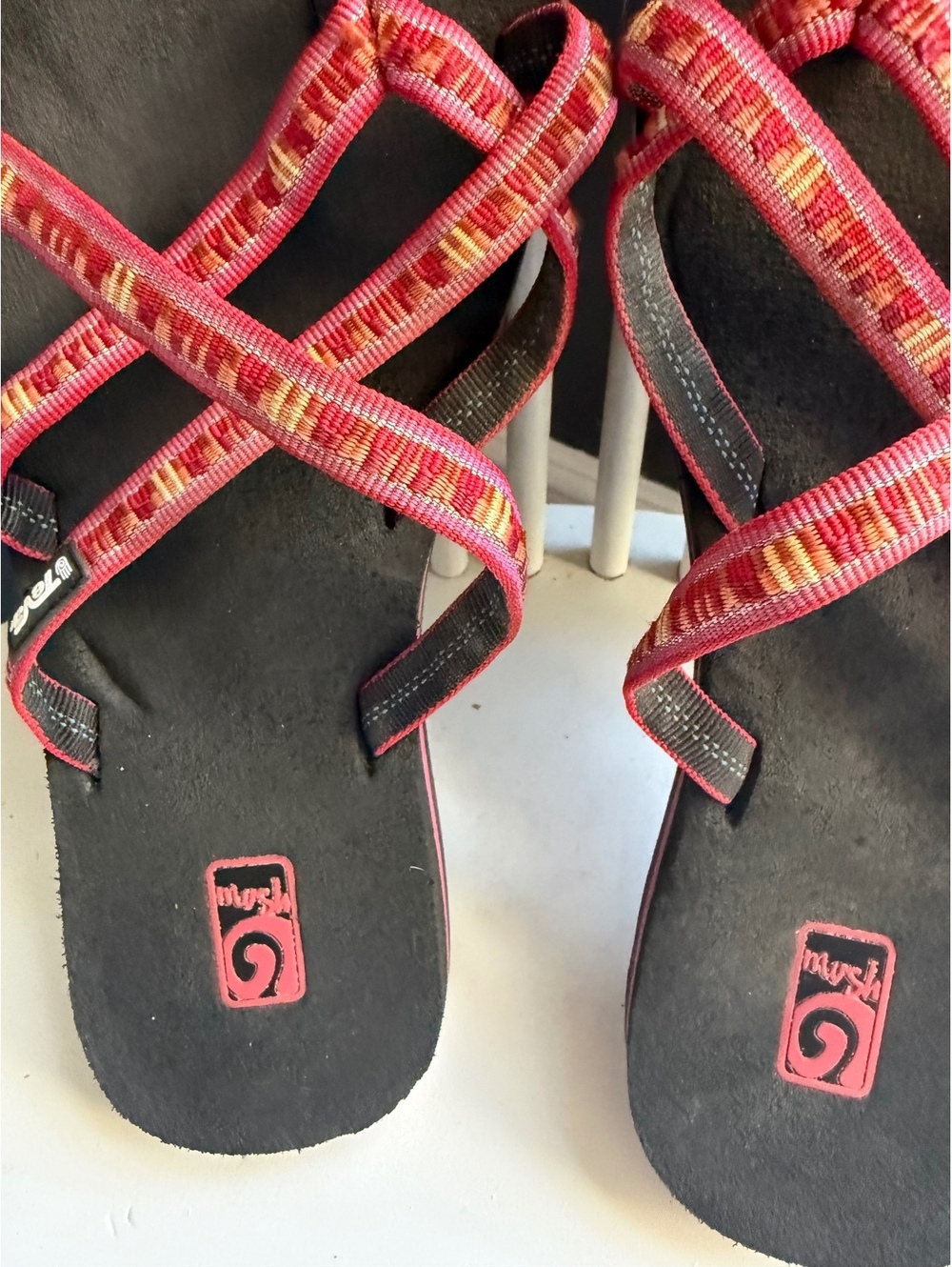 Teva Women's Strappy Pink and Orange Sandals - Picture 5 of 7